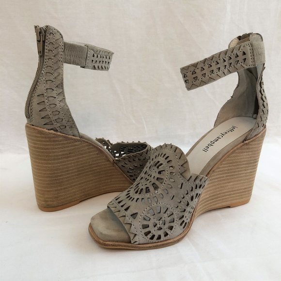 Jeffrey Campbell Shoes - Jeffrey Campbell Del Sol Wedge Sandals Grey Suede